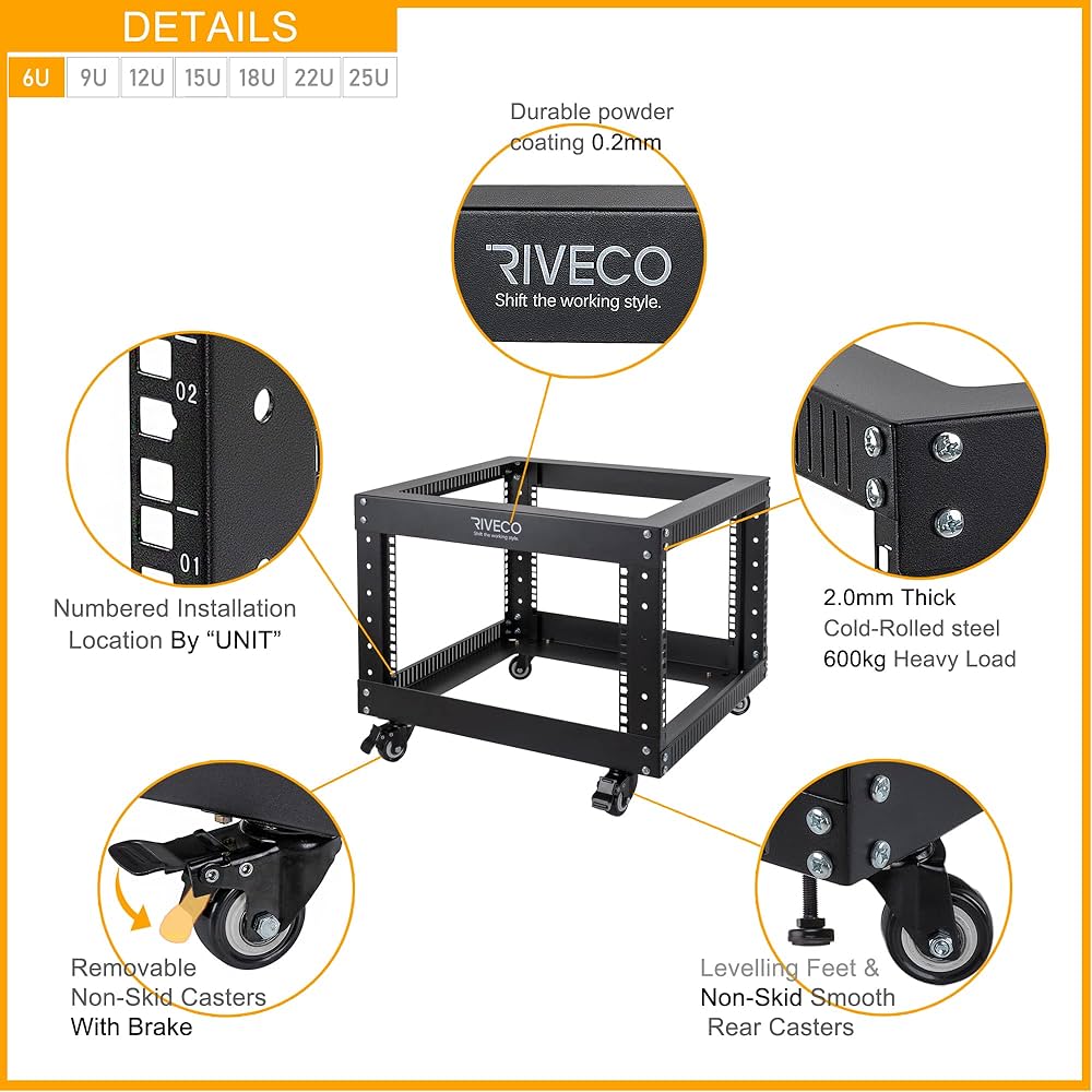 Amazon.com: RIVECO 6U Open Frame Server Rack with Wheels